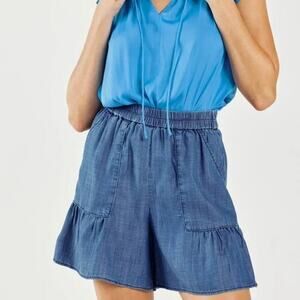 CURRENT AIR Chambray Tiered Shorts Size Medium Flowy Summer Tencel